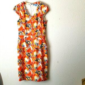 Antonio Melani Floral Cap Sleeve Dress w/Peplum Size 4